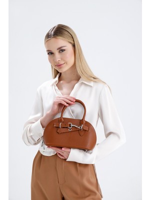 MİALES %100 Hakiki Deri Çift Fermuar ve Uzun Askı Detaylı Kadın El ve Omuz Çantası