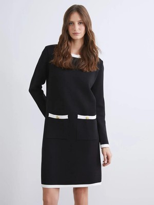 LC Waikiki Bisiklet Yaka Triko Elbise  (W5)