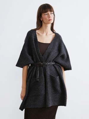 LC Waikiki Şal Yaka Oversize Kadın Triko Panço  (W5)