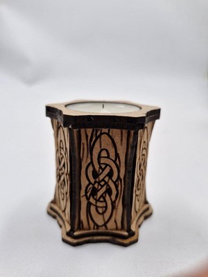 Ahşap Dekoratif Mumluk Tealight Mum Uyumlu 6 cm x 6 cm