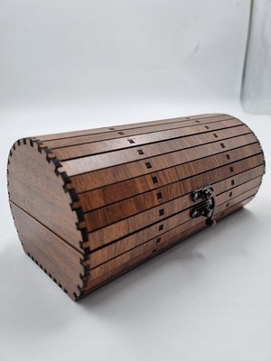 Ahşap Dekoratif Sandık Kutu Ceviz Desenli 16 cm x 10 cm