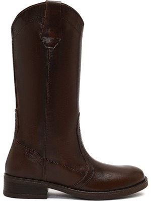 Derimod Kadın Kahverengi Deri Kovboy Çizme 25WFD188718