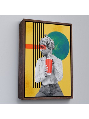 Oxyteez Ahşap Çerçeveli Pop Art Soyut Kadın TABLOSU-7875