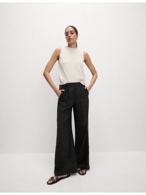 Marks & Spencer Dokuma Yan Şeritli Bol Paça Pantolon