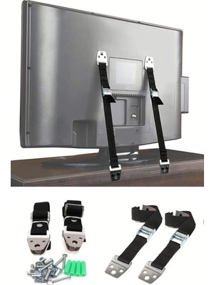 Storemax LED Tv Askısı Dolap Büfe Kitaplık Sabitleme Bebek Çoçuk Koruma Deprem Kemeri (1 Takım 2 Kemer)