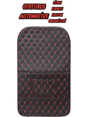 Ototurco Araç Koltuk Arkası Deri Organizer Sıyah-Kırmızı