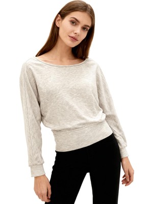 Rays Karmelanj Kayık Yaka Yarasa Kol Büzgülü Bluz 8316A