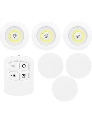 Storemax 3'lü Dolap Işık Kısılabilir Cob Gece Lambası, Uzaktan Kumandalı Dolap Işıkları ile Dolap Içi Mutfak Için Pille Çalışan