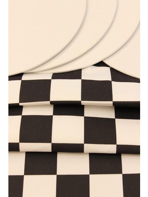 Storemax Beyaz Büyük Kare Desenli Baskılı Runner Servis 40X150 cm