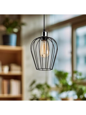 Storemax Siyah Tekli Tel Sarkıt Aydınlatma, Ev, Ofis, Cafe, Restoran Avizeleri, E27 Duy