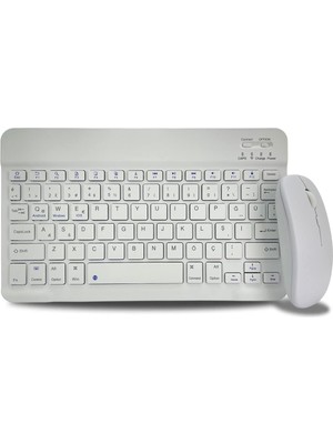 Storemax Bluetooth Kablosuz Türkçe Klavye ve Fare ile Mini Şarj Edilebilir Alüminyum Alışım Bluetooth Mouse Süper Hafif Taşınabillir Bluetooth Eşleştirmeli Midi Klavye 25CM x 15CM 2 Renk Seçeneği (Beyaz)