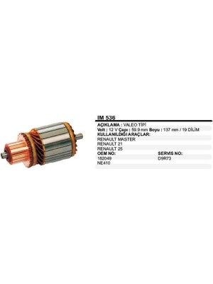 Universal Kollektör 12V Renault Master 21/25 Valeo Tip