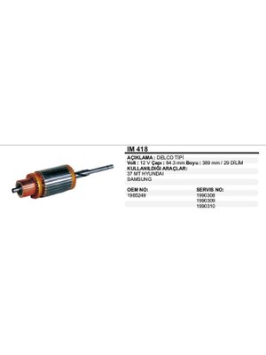 Universal Kollektör 12V Delco 37MT Hyundaı / Samsung Delco Tip