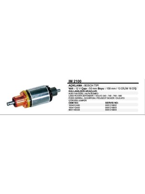 Universal Kollektör 12V 18 Diş Peugeot Boxer-Fıat Ducato-Jumper /volvo 240-740/AUDI 100 D/alfa Romeo Bosch Tip