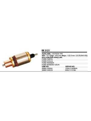 Universal Kollektör 12V 9 Diş Ford Connect / Focus Ranger-Mondeo Uzun Visteon Tip