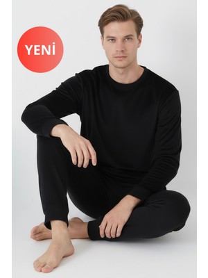 Dofi Erkek 1750 Kışlık Uzun Kollu Süpersoft Pijama Takımı – Siyah