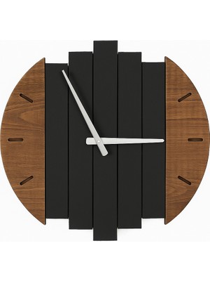 Kumi Lüks Ahşap Duvar Saati – Modern Büyük Boy Tasarım, Koyu Kahverengi Mdf, Sessiz Mekanizma 42X42