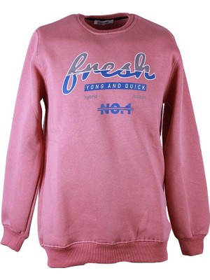 Trender 26KL71G08007 0 Yaka 3 Ip Mercan Erkek Sweatshirt Fresh Baskı