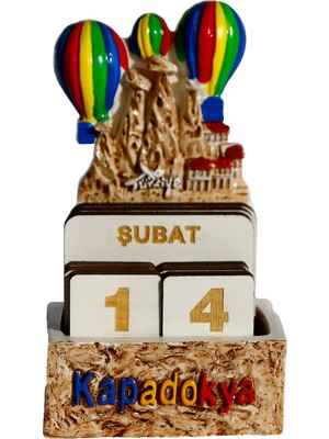 Taru Pasaj Kapadokya Temalı Türkçe Blok Takvim – Balon ve Peribacası Dekor – Renkli Masa Üstü Sonsuz Takvim – Hediyelik Biblo