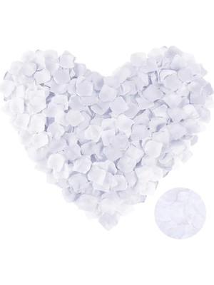 Beyaz Renk Gül Yaprağı Şekilli Konfeti 1 100 Adet