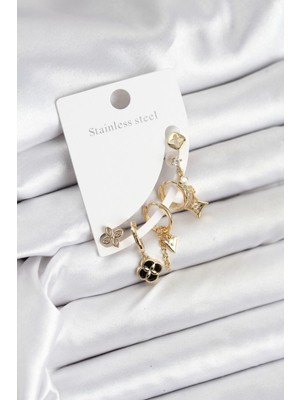 Pirinç Renk Kadın Set Küpe