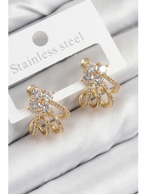 Pirinç Zirkon Taşlı Renk Kadın Küpe