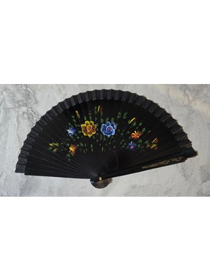 Bambu Çift Taraflı Siyah Yelpaze 12'li