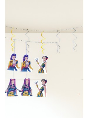 Dodomar 6'lı Lisanslı K-Pop Huntrix Demon Hunters Çift Taraflı Asma Tavan Süsü