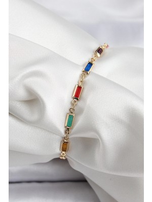 SHC4200 Pirinç Renkli Kadınlar İçin Kare Zirkon Taşlı Bileklik Karışık Renk ve Desen ile Özel Tasarım