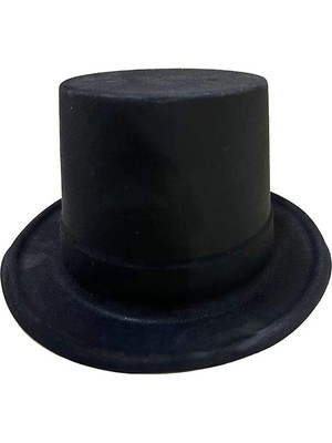 Siyah Renk Plastik Nubuk Kadife Kaplama Fötr Şapka 11 cm