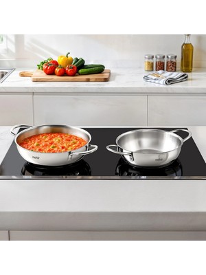Nehir Silver 4 Parça Paslanmaz Çelik Güveç Tipi Sahan Seti (18-20 Cm)