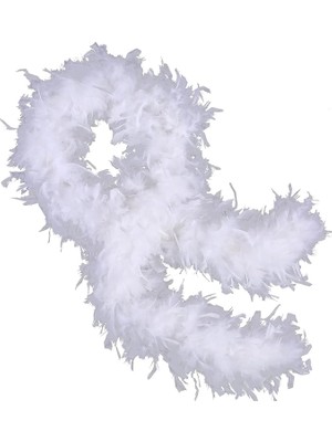 Beyaz Renk Kabarık Kalın Otriş Boa Tüy 6 cm Genişlik 180-200 cm Uzunluk