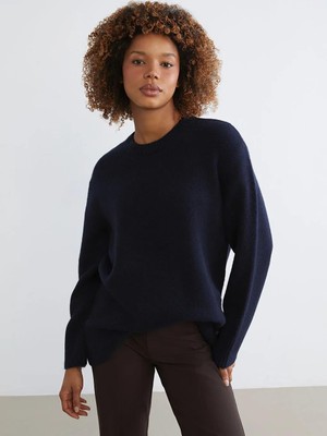 LC Waikiki Bisiklet Yaka Oversize Kadın Triko Kazak  (W5)