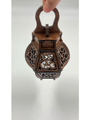 Ahşap Dekoratif Fener Tealight Mum Uyumlu