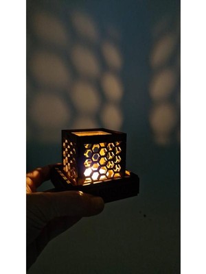 Ahşap Dekoratif Mumluk Tealight Mum Uyumlu