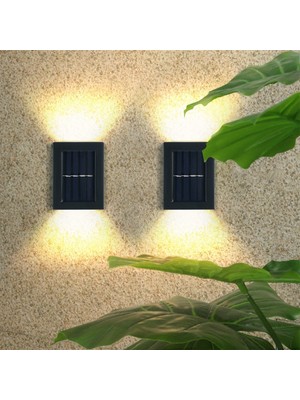 Edison 2 Adet 6 Watt Solar Çift Yönlü Duvar Apliği (Günışığı) Bahçe Aydınlatması Solar Ampul