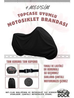 Dock Siyah Mondial 125 Mc Roadracer Çanta Uyumlu Motosiklet Brandası(4 Mevsim)