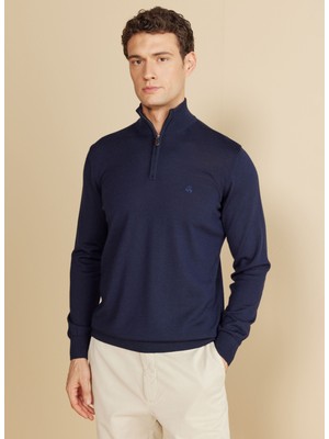 Brooks Brothers Bato Yaka Standart Lacivert Erkek Kazak BBFW25MKL028