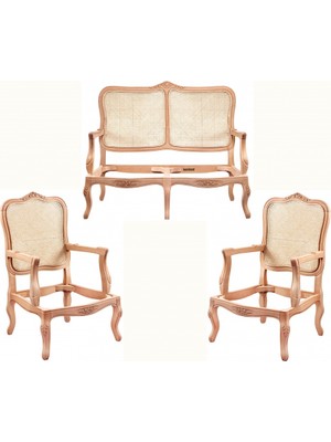 Masifart Callust Hasırlı Italyan Oymalı Çay Takımı Cilasız Ham