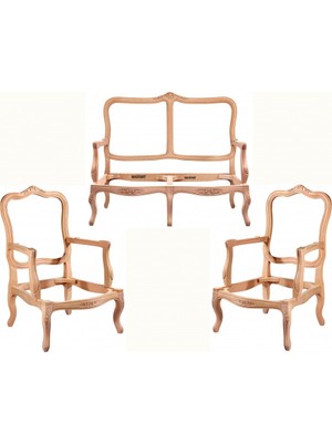 Masifart Aure Italyan Oymalı Çay Takımı Cilasız Ham