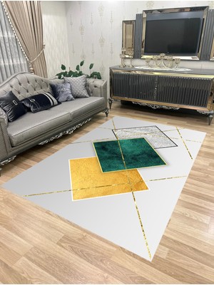 Home Yıkanabilir Kaymaz Taban Halı Mutfak Dekor Yolluk Koridor Halısı Salon Halısı 1075GREENGOLD