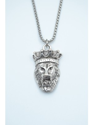Alooya Aslan Kral Gümüş Kaplama Örme Zincir Kolye