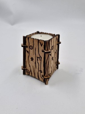 Ahşap Dekoratif Mumluk Tealight Mum Uyumlu 8 cm x 6 Xm