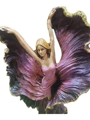 Storemax Mdk2-Zarif Dans Eden Kadın Heykeli, Mor ve Altın Rengi Reçine Biblo, Ev ve Ofis Dekoru Için Hediyelik Sanatsal Figür | Dekormıx