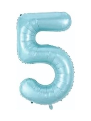Storemax 5 Açık Mavi Renk Rakam Folyo Balon 80 cm