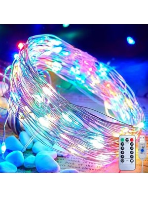 Storemax 10 Metre Renkli 50LED Işıklar Işıkları 8 Mod Rgb Işıkları USB Çok Renkli Işık Dize Işıkları Tel Fonksiyonlu Süsleme Ince Telli Aydınlatmalı Şerit LED Yılbaşı Işık Yılbaşı Süsü