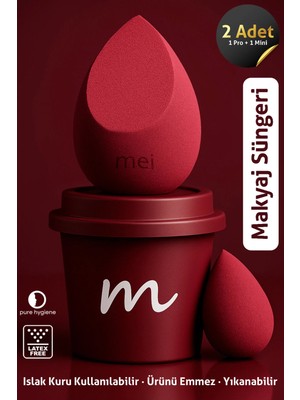 Mei Makyaj Süngeri Fondöten Emmeyen Sponce Coffeecup Hijyenik Merlot Pro 1 Mini