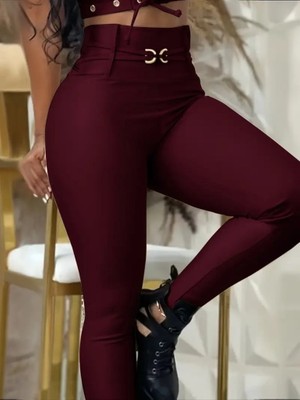 Evyora Kadın Yüksek Bel Belden Toka Detaylı Dalgıç Tayt