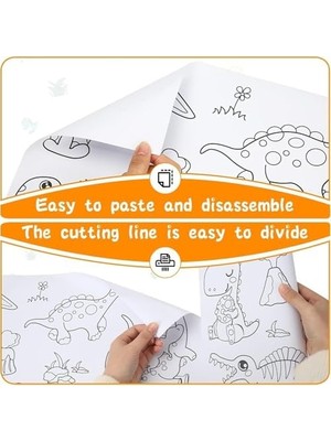 Storemax Çocuk Çizim Rulosu, 300X38CM Büyük Boy Dıy Yapışkan Duvar Boyama Kağıdı, Hayvan Figürlü Bölümlü Çizim Seti, Kız ve Erkek Çocuklar Için Parti ve Sanat Aktivite Malzemesi