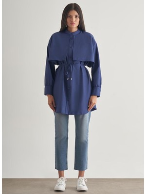 Mizalle Hakim Yaka Düz Indigo Kadın Tunik M2MZ1030210242